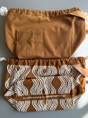 Jen Hewett Brown Patterned Drawstring Pouch